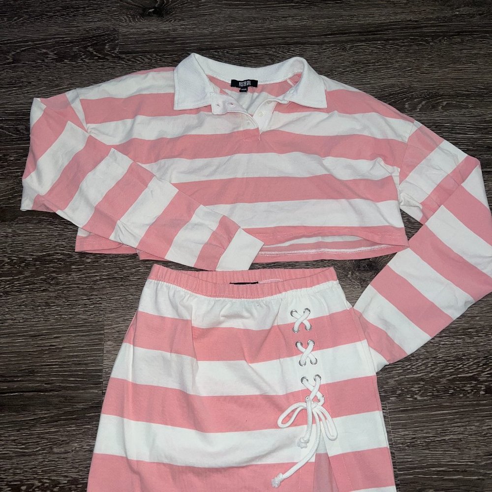NWOT Poster Girl Rugby Skirt Set